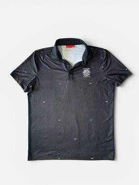 Redvanly mens M Medium black dragonfly performance golf polo shirt EUC